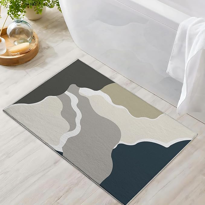Bathroom Mat Geometric Minimalist Modern Abstract Rugs Irregular Geometry Machine Washable Soft Plush Rug Carpet Non Slip Boho Area Rug for Entryway Kitchen Living Room Dining Room Home 20x31.5 Inch