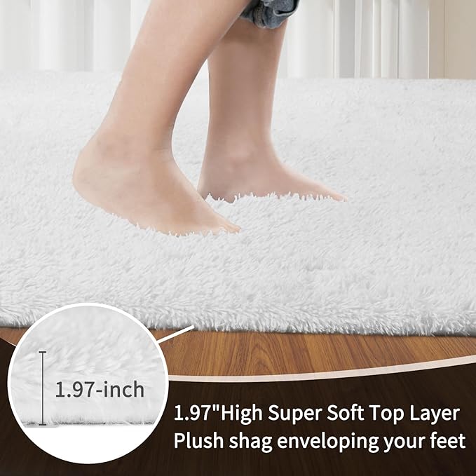 Sour Lemon Area Rugs 9x12 Living Room, White Large Area Rug Shag Shaggy Carpet Soft Plush Furry Bedside Rug, Machine Washable Area Rugs for Bedroom Kids Girls Boys Home Decor Anti Slip
