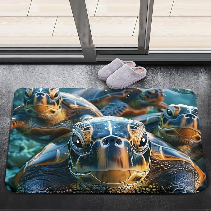 Sea Turtles Rug for Kids - Sea Turtle Area Rug 35" L x 23" W Ocean Life Turtles Carpet for Bedroom Living Room Ocean Turtle Kids Room Decor