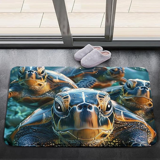 Sea Turtles Rug for Kids - Sea Turtle Area Rug 35" L x 23" W Ocean Life Turtles Carpet for Bedroom Living Room Ocean Turtle Kids Room Decor