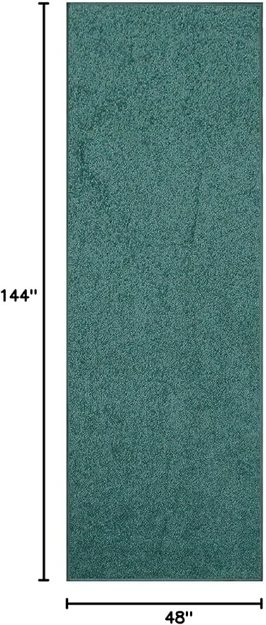Furnish my Place Modern Plush Solid Color Rug - Teal, 4' x 12', Pet and Kids Friendly Rug. Made in USA, Area Rugs Great for Kids, Pets, Event, Wedding