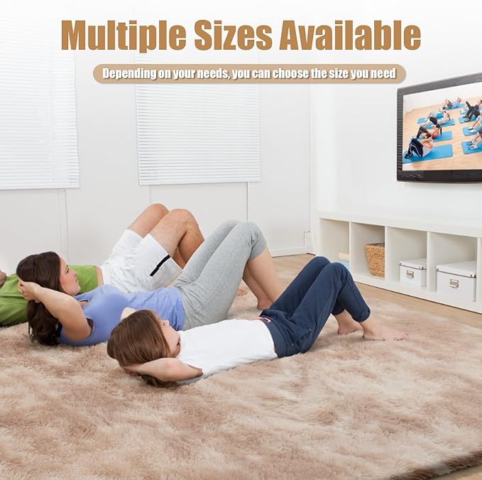 6x9 Fluffy Area Rug for Living Room,Shag Area Rugs for Bedroom,Soft Fuzzy Rug Non-Shedding Indoor Plush Carpet for Kids Bedroom Nursery Dorm Home Decor,Mottling Beige