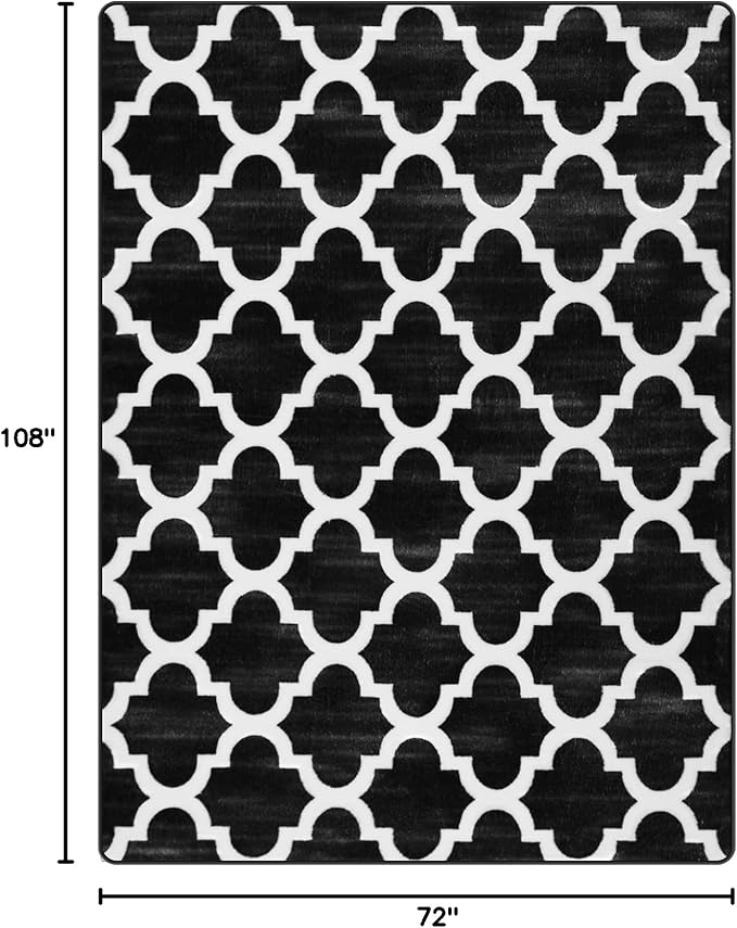 Large 6x9 Geometric Shag Modern Area Rug for Living Room Bedroom, Distressed Moroccan Fluffy Rug Indoor Carpets for Kids Nursery Bedside Room Decor, Memory Foam Soft Shaggy Rugs, Black/White