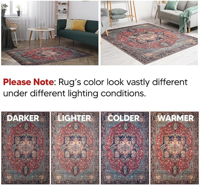 Keen Home Design 2x10 Rug - Machine Washable Runner Rug with Non-Slip Backing, Ideal for Hallway, Entryway, Kitchen, Laundry Room - Vintage, Easy Clean, Durable, Low Pile Rug - (2'6" x 10')