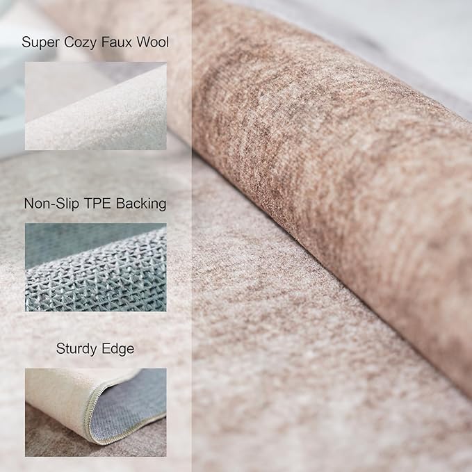 Washable Modern Area Rug: 2x3 Geometric Area Rugs for Entryway Small mat for Kitchen with Non-Slip Backing Indoor Bedroom Door Mat Brown Grey 2'x3'.