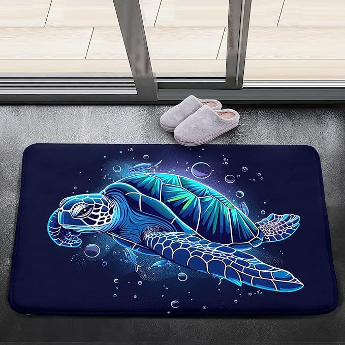 Sea Turtle Coastal Rugs - Kids Sea Turtle Rug for Bedroom Ocean Life Theme, 35 x 23 Inches