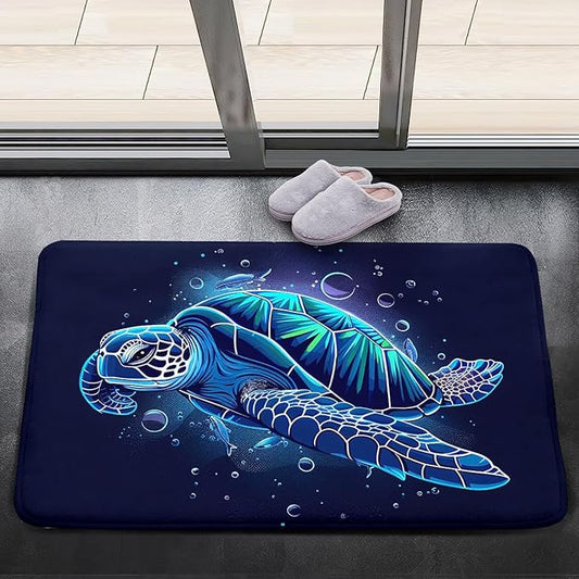 Sea Turtle Coastal Rugs - Kids Sea Turtle Rug for Bedroom Ocean Life Theme, 35 x 23 Inches