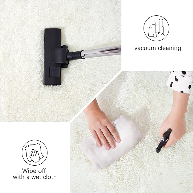 4x6 Cream Rugs for Bedroom, Fluffy Shag Area Rug for Living Room Dorm Nursery Kids Room, Non-Slip Modern Soft Plush Floor Carpets, Home Decor Aesthetic
