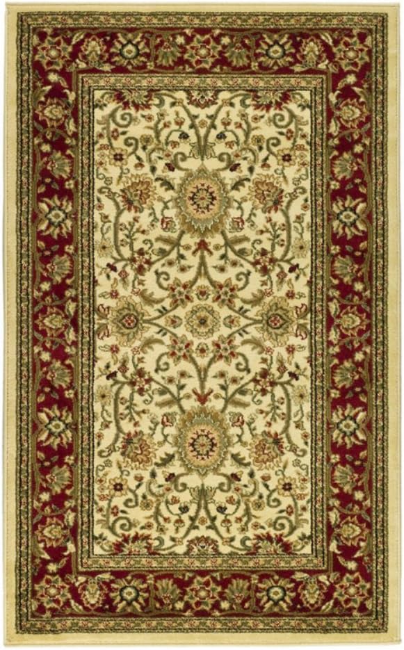 SAFAVIEH Lyndhurst Collection 8' Round Ivory/Red LNH212K Traditional Oriental Non-Shedding Dining Room Entryway Foyer Living Room Bedroom Area Rug