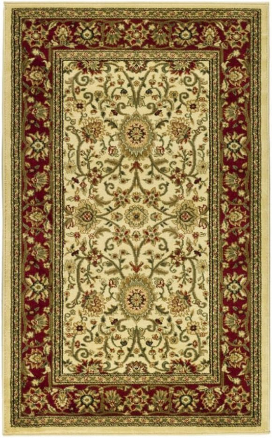 SAFAVIEH Lyndhurst Collection 8' Round Ivory/Red LNH212K Traditional Oriental Non-Shedding Dining Room Entryway Foyer Living Room Bedroom Area Rug