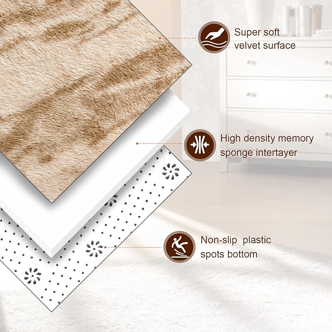 TWINNIS Super Soft Shaggy Rugs Fluffy Carpets, 6x9 Feet, Indoor Modern Plush Area Rugs for Living, Bed Room Kids Room Nursery Home Decor, Upgrade Anti-Skid Rectangular Fuzzy Rug, Beige Brown