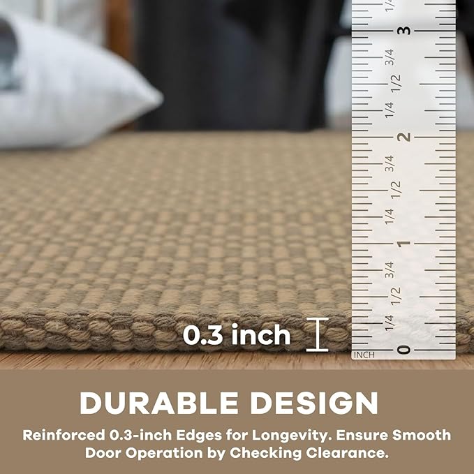 KOZYFLY Washable Runner Rug 2x5 Ft Runners for Hallways Rubber Backed Throw Rug, Braided Cotton Entryway Runner Indoor, Carpet Runners for Hallway Kitchen Entryway Bedroom, Beige/Khaki