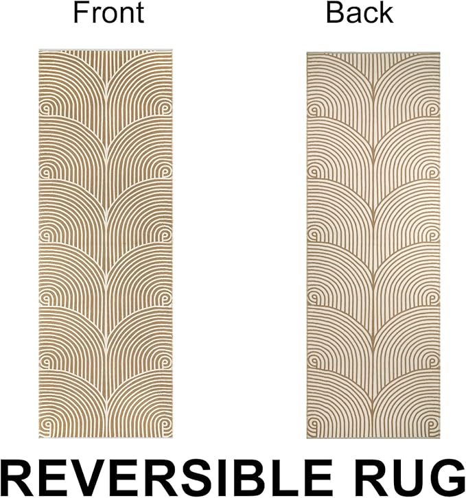 Tiffasea Kitchen Rugs 2.6'x8', Machine Washable Rug Runner Large Laundry Room Rug Extra Long Hallway Rug Cotton Woven Tan Outdoor Carpet Runner for Entryway Doorway Bedroom