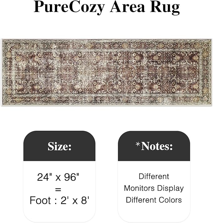 Rust Red Runner Rug 2x8 Vintage Area Carpet Hallway Long Indoor Kitchen Washable Living Room Low Pile Traditional Distressed Retro Accent Throw Rug Non Slip Laundry Bathroom Office