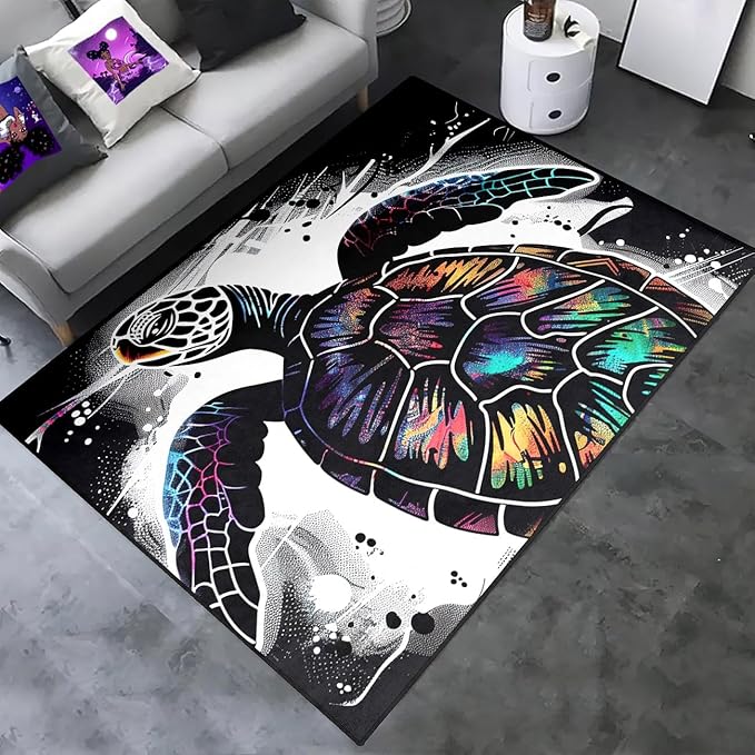 Sea Turtle Carpet Rugs - Kids Sea Turtle Coastal Rug for Bedroom Ocean Life Theme, 2'5"×4'
