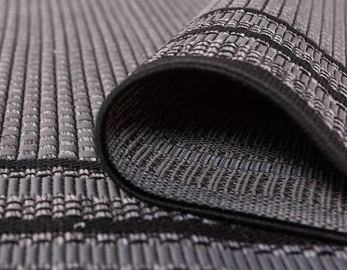 Unique Loom Outdoor Border Collection Area Rug - Multi Border (3' 3" x 5' 1" Rectangle, Gray/ Black)