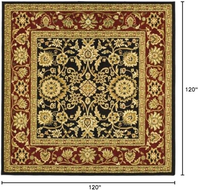 SAFAVIEH Lyndhurst Collection 10' Square Black/Red LNH212G Traditional Oriental Non-Shedding Living Room Bedroom Area Rug