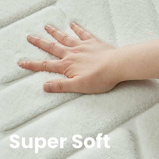 Ultra Soft Cream White Area Rug for Bedroom, 4x6 Modern Geometric Shag Rugs with Nonslip Backing for Living Room, Washable Fuzzy Carpet for Cozy Kids Room Nursery