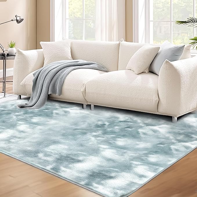 Ultra Soft Area Rug 4x6 Feet, Cosy Fuzzy Faux Fur Area Rug,Indoor Modern Plush Washable Shaggy Rugs for Bedroom Living Room Home Decor, Fluffy Carpet for Kids Room,Nursery,Dorm (Blue)