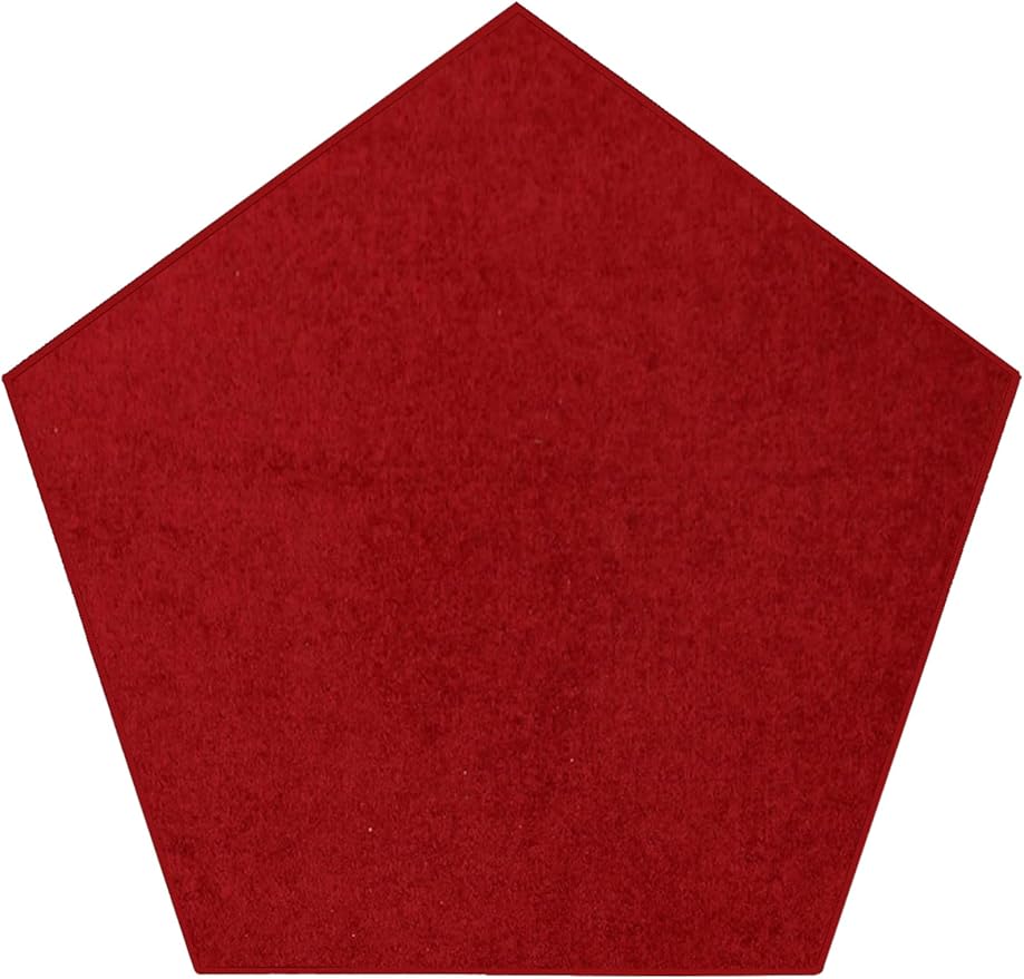 Solid Color Area Rugs Red - 5' Pentagon, Indoor, Stain & Fade Resistant, Perfect for Living Room, Bedroom, Dining Room, Entryway, Doorway, Pet & Kids Friendly Rug, Wedding, Made in USA