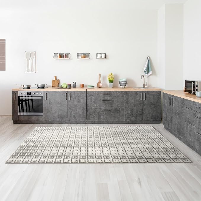 LUXE WEAVERS Geometric Greek Pattern Area Rug, Gray, 8'X10'