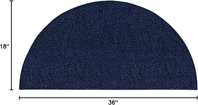 Ambiant Broadway Collection Pet Friendly Indoor Outdoor Area Rugs Blue - 18'' x 36'' Half Round, Stain & Fade Resistant, Easy Care, Pet & Kids Friendly, Made in USA, Perfect for Weddings