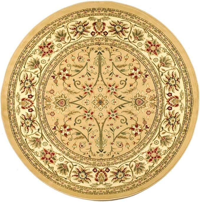 SAFAVIEH Lyndhurst Collection Area Rug - 3'3" Round, Beige & Ivory, Traditional Oriental Design, Non-Shedding & Easy Care, Ideal for High Traffic Areas in Living Room, Bedroom (LNH212D)