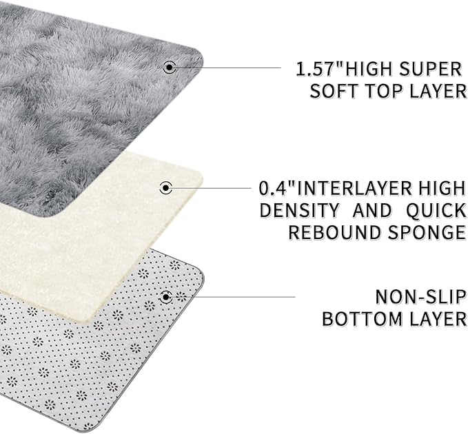 Sour Lemon 10x14 Area Rugs for Bedroom, Fluffy Rugs for Living Room, Large Area Rug Shag Shaggy Carpet Soft Plush Furry Bedside Rug, Machine Washable Area Rugs for Kids Girls Boys Home Decor Anti Slip