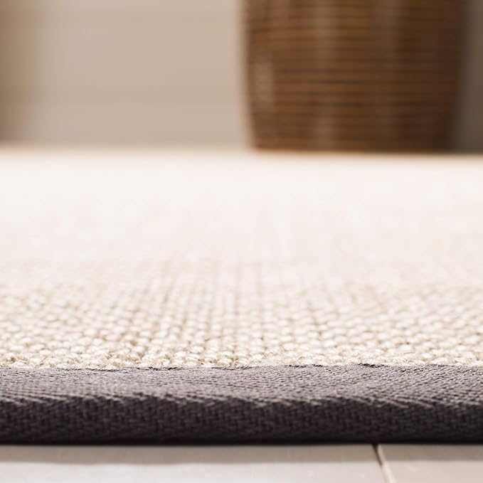SAFAVIEH Natural Fiber Collection Runner Rug - 2'6" x 20', Marble & Dark Grey, Border Sisal Design, Easy Care, Ideal for High Traffic Areas in Living Room, Bedroom (NF143D)