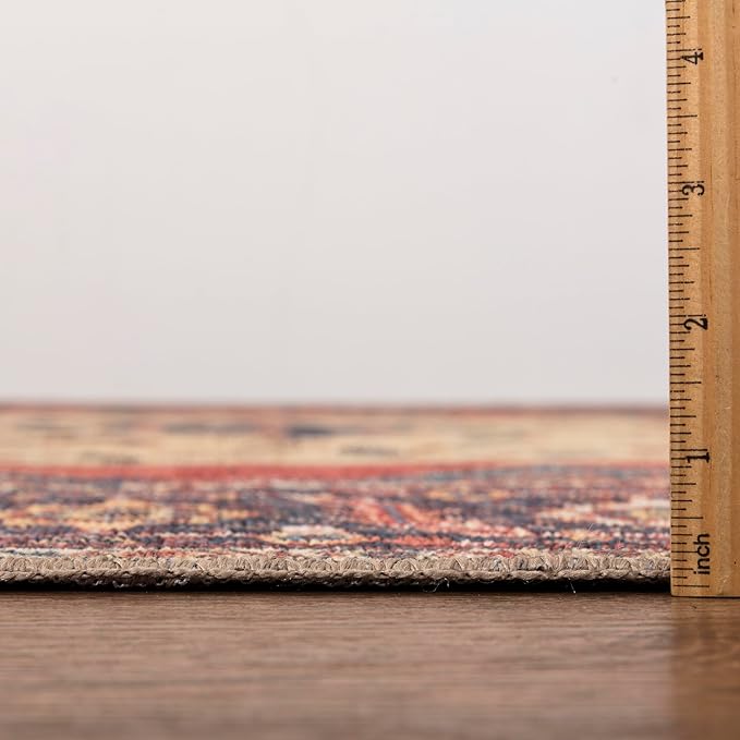 Keen Home Design 2x10 Rug - Machine Washable Runner Rug with Non-Slip Backing, Ideal for Hallway, Entryway, Kitchen, Laundry Room - Vintage, Easy Clean, Durable, Low Pile Rug - (2'6" x 10')