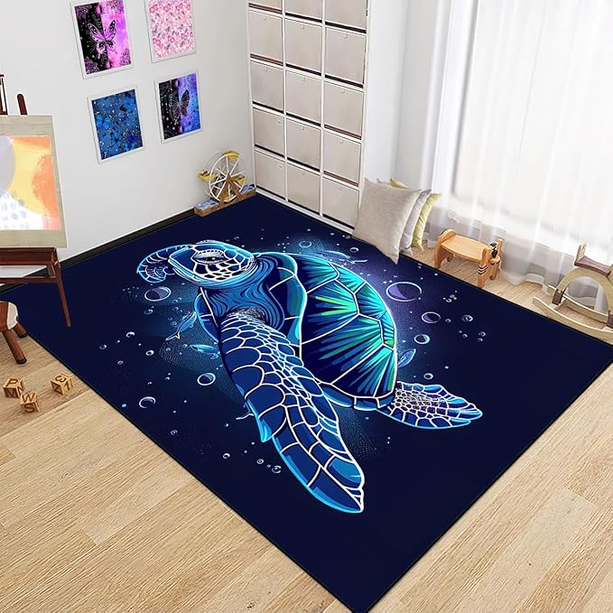 Sea Turtles Rugs - Sea Turtle for Kids Boys Coastal Rug for Bedroom Ocean Life Theme Decor Ocean Carpet Rug, 80 x 58 Inches
