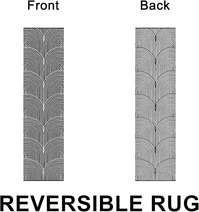Tiffasea Long Hallway Runner Rug 2.6'x10' Washable Rugs Modern Reversible Black Kitchen Runner Cotton Hand-Woven Indoor Entryway Rug Carpet Runners for Bathroom Bedroom Laundry Room