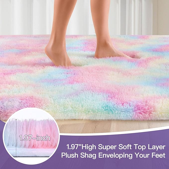 Sour Lemon Area Rugs 9x12 Living Room, Large Area Rug Shag Shaggy Carpet Soft Plush Furry Bedside Rug, Machine Washable Area Rugs for Bedroom Kids Girls Boys Home Decor Anti Slip