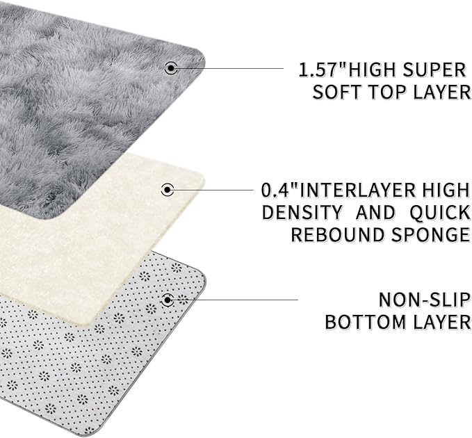 Sour Lemon 6x9 Area Rugs for Bedroom, Living Room Fluffy Rug, Large Area Rug Shag Shaggy Carpet Soft Plush Furry Bedside Rugs, Machine Washable Area Rugs for Kids Girls Boys Home Decor Anti Slip