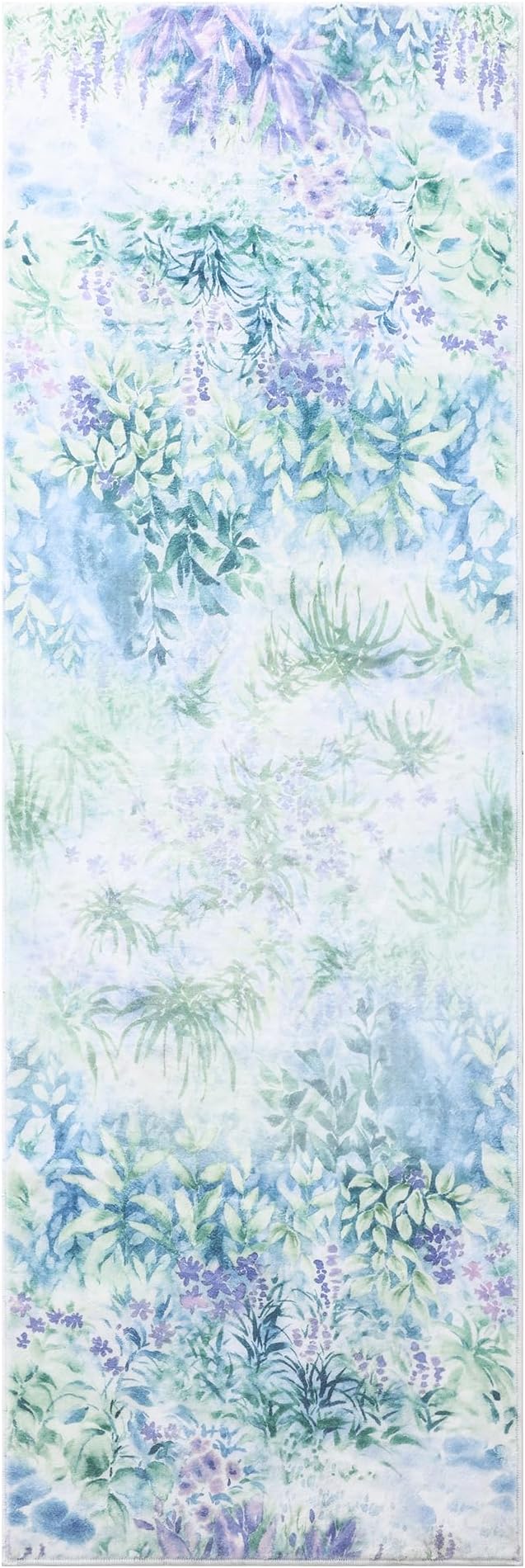 Carvapet Rugs for Hallway Laundry Bedroom, Modern Floral Low Pile Long Carpet with Rubber Backing, Foldable, Non Slip Machine Washable (6 x 2 Feet Rectangular, Dream Garden Runner Rug)