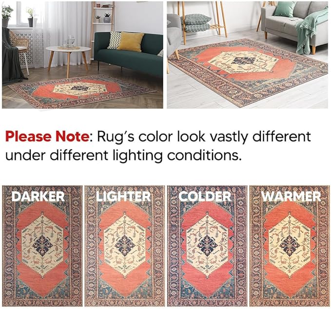 Keen Home Design 2x10 Rug - Machine Washable Runner Rug with Non-Slip Backing, Ideal for Hallway, Entryway, Kitchen, Laundry Room - Vintage, Easy Clean, Durable, Low Pile Rug - (2'6" x 10')