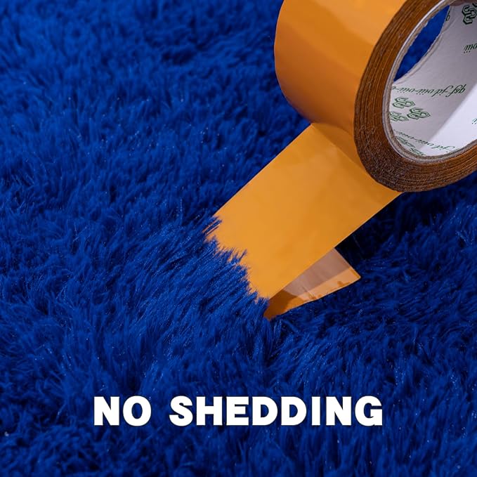 4x6 Area Rug for Bedroom, Blue Rugs for Living Room Nursery Kids Room Dorm Home Decor Aesthetic, Fluffy Shaggy Rug with 4 Anti-Slip Carpet Tapes, Navy Blue