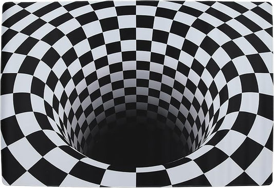 3D Optical Illusion Rug - Vortex Illusion Floor Mat for Door Entrance, Bathroom, Stairs, playroom, Living Room, or Area (Black and White, 42 x 28 Inch)