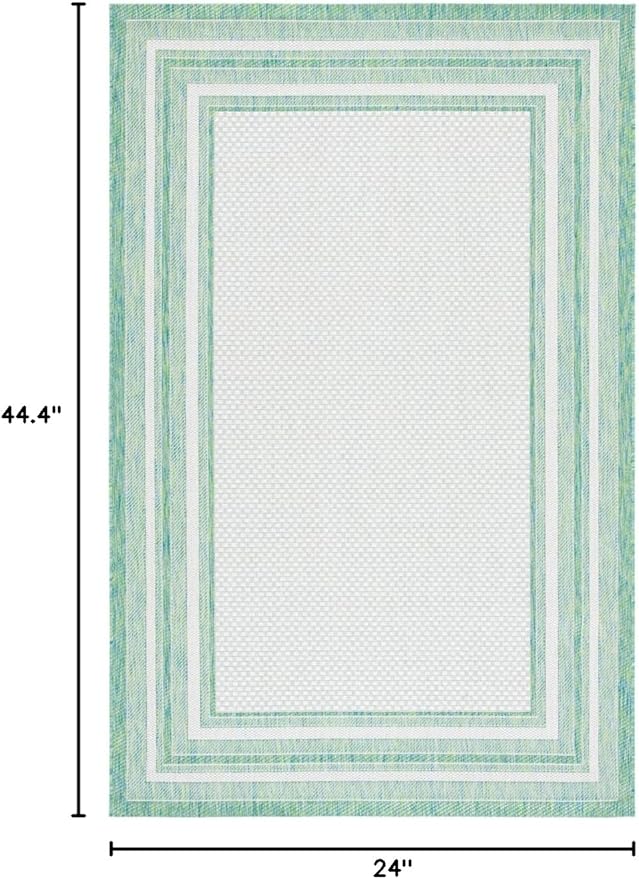 SAFAVIEH Courtyard Collection Accent Rug - 2' x 3'7", Ivory & Green, Non-Shedding & Easy Care, Indoor/Outdoor & Washable-Ideal for Patio, Backyard, Mudroom (CY8475-55712)