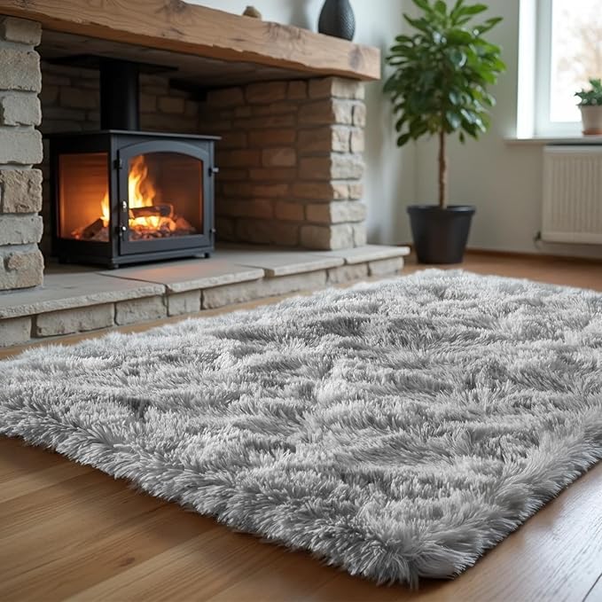 Zentavio Area Rugs for Living Room Small Carpet for Bedroom 3x5 Bedside Washable Soft Fluffy Shag Aesthetic Plush High Pile Throw Rug for Nursery Kids Room Dorm Room