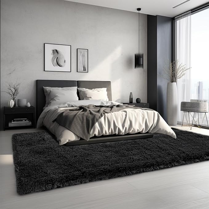 Sour Lemon 6x9 Area Rugs for Bedroom, Living Room Fluffy Rug, Large Area Rug Shag Shaggy Carpet Soft Plush Furry Bedside Rugs, Machine Washable Area Rugs for Kids Girls Boys Home Decor Anti Slip