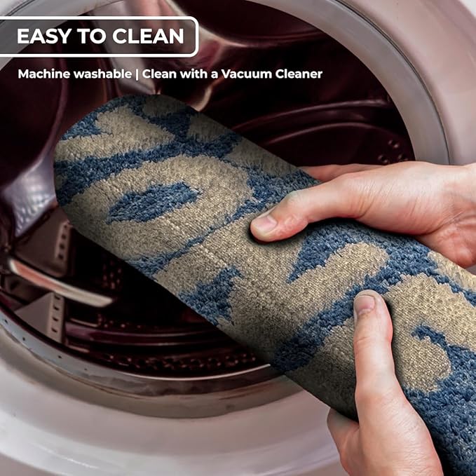 17x24 Blue Bath Rug - Non Slip Bath Mat - Absorbent Quick Dry - Toilet Mat
