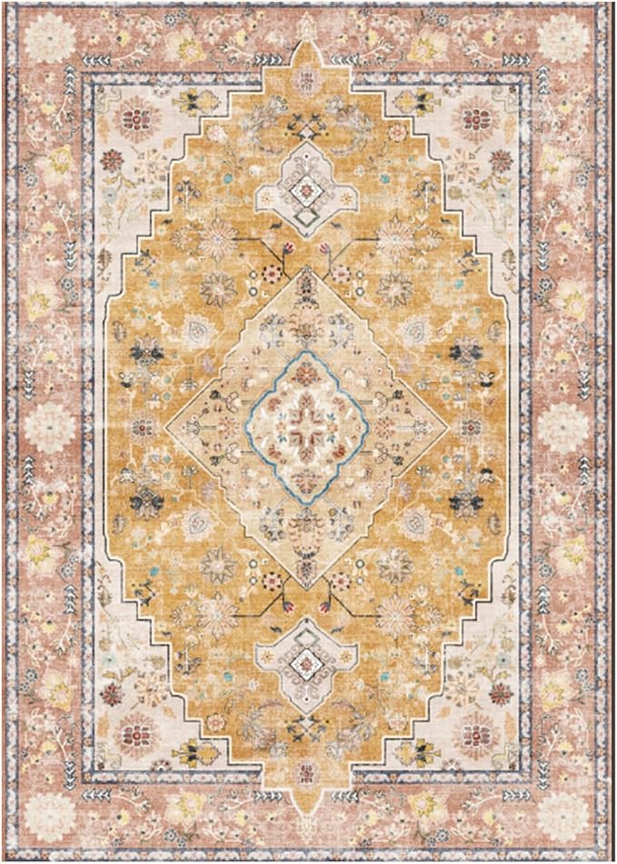 Traditional Vintage Runner Rug for Hallway & Kitchen, Non-Slip Long Rug, 2'x 10' Orange