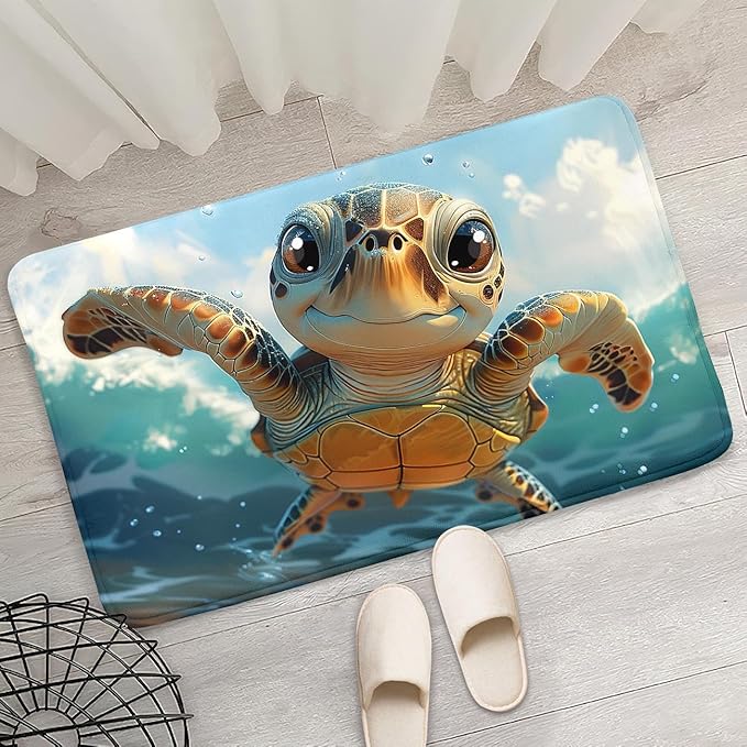Sea Turtles Carpet Rugs - Kids Sea Turtle Coastal Rug for Bedroom Ocean Life Theme, 35 x 23 Inches