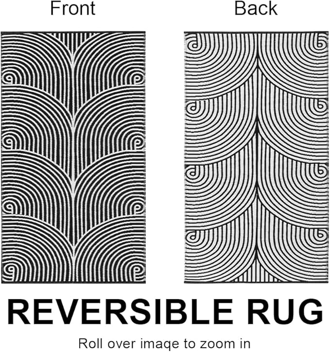 Tiffasea Black and White Kitchen Rug 2'x4', Machine Washable Indoor Outdoor Rugs Cotton Hand-Woven Modern Area Rug Front Door Rug for Living Room/Entryway/Laundry/Bathroom/Bedroom