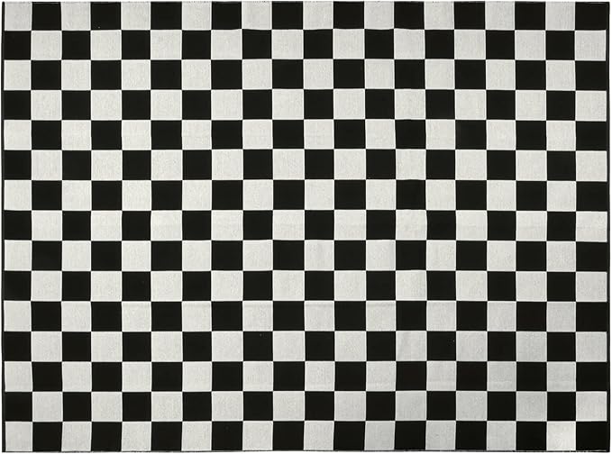 Seavish Checkered Rug, 5x6.5 Ft Black and White Outdoor Rug Moroccan Checkerboard Mat Washable Runner Rug Cotton Woven for Hallway Front Door Bedroom Entryway Kitchen Floor Reversible Area Rugs