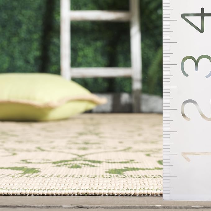 SAFAVIEH Courtyard Collection Runner Rug - 2'3" x 8', Natural & Olive, Scroll Design, Non-Shedding & Easy Care, Indoor/Outdoor & Washable-Ideal for Patio, Backyard, Mudroom (CY2098-1E01)