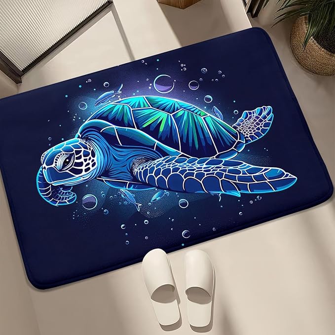 Sea Turtle Coastal Rugs - Kids Sea Turtle Rug for Bedroom Ocean Life Theme, 35 x 23 Inches