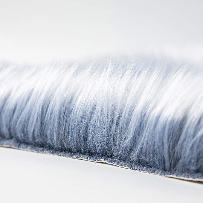 Ashler faux fur rug, Fluffy Shaggy Area Rug Ultra Soft 2 x 6 Feet Sheepskin Fur Rug, Frosted Bottom Blue Fuzzy Rug Machine Washable Shag Rug, Nursery Decor Throw Rugs for Bedroom, Living Room