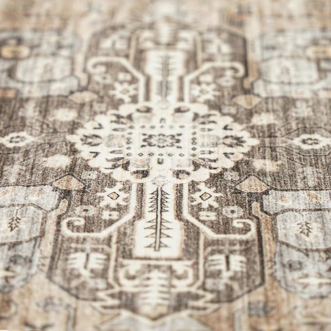 RUUGME Washable Runner Rug 3x10 - Vintage Hallway Carpet Runner for Living Room Kitchen Stain Resistant Rugs Tribal Carpets with Non Slip Backing Floor Decoration Mat for Bedroom Bathroom 3x10 Beige